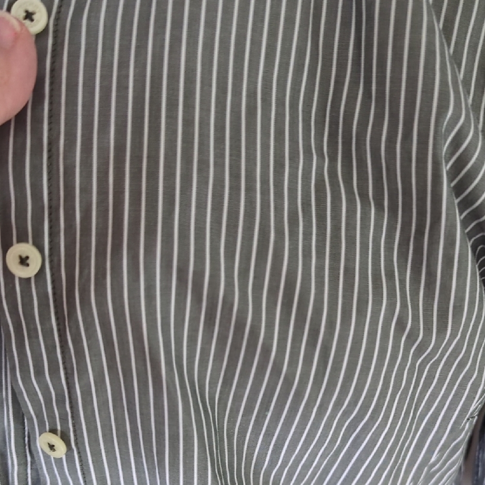 Tommy Hilfiger Grey and White Striped Button Down Shirt - Picture 2 of 11